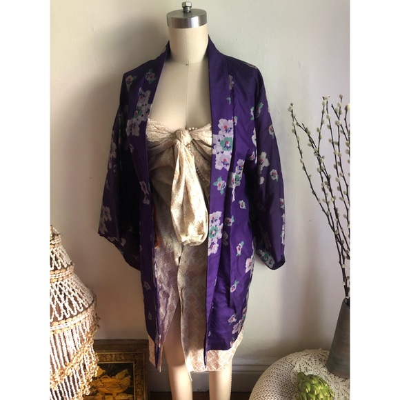 Vintage Other - Authentic-Silk-Vintage-Reversible Floral-Kimono